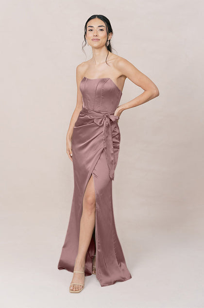 Amara Satin Dress | Made To Order | Rose Quartz