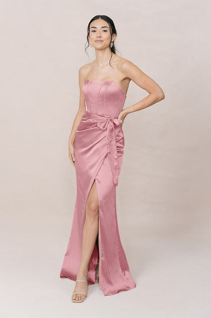 Amara Satin Dress | Made To Order | Rosette
