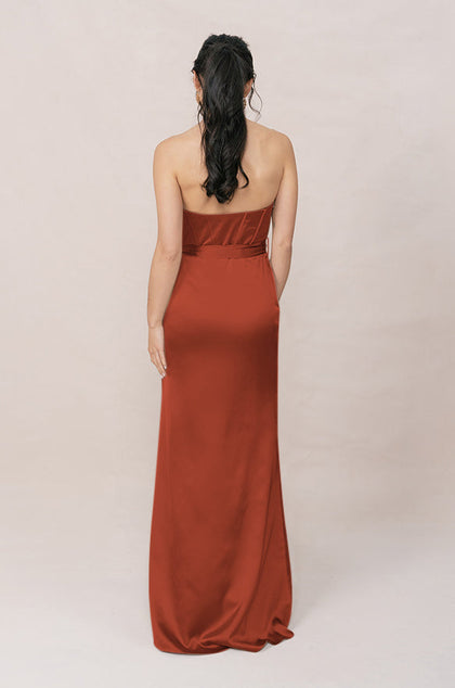 Amara Satin Dress | Made To Order | Rust