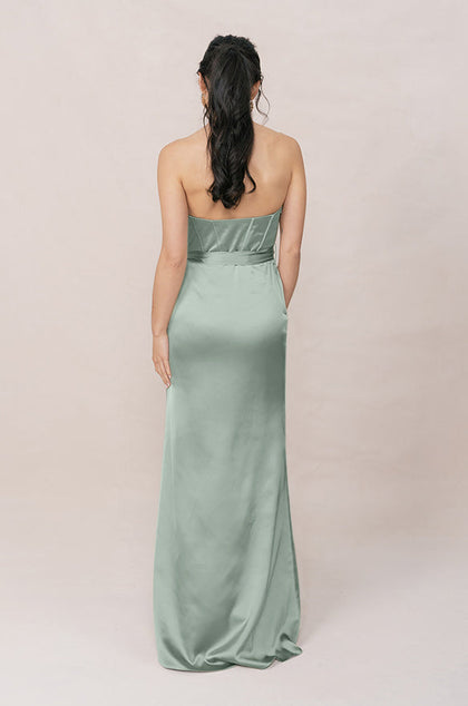 Amara Satin Dress | Made To Order | Sage