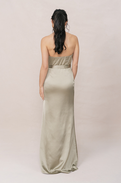Amara Satin Dress | Made To Order | Sage