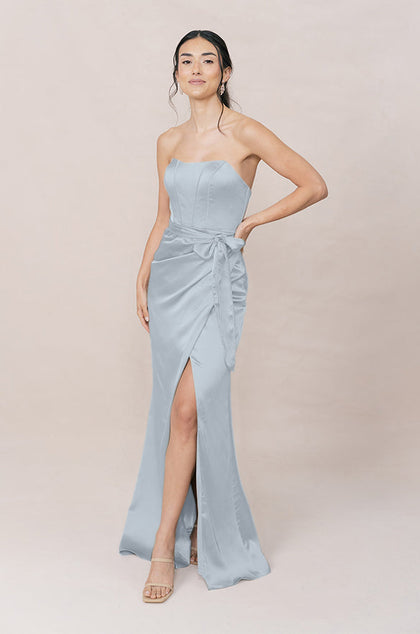 Amara Satin Dress | Made To Order | Sky Blue