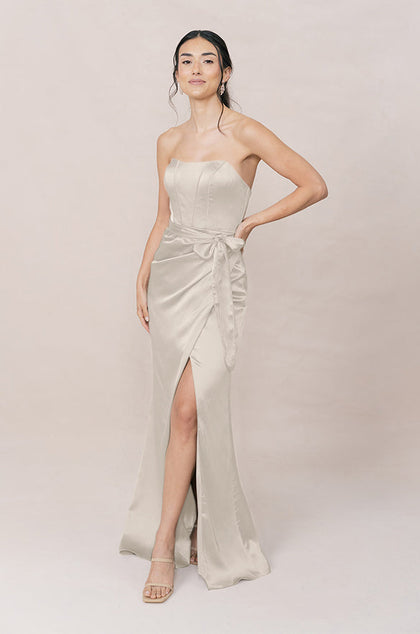 Amara Satin Dress | Made To Order | Soft Champagne