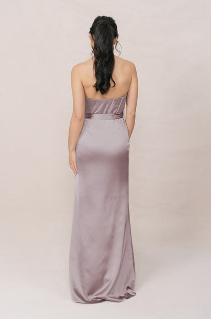 Amara Satin Dress | Made To Order | Taupe
