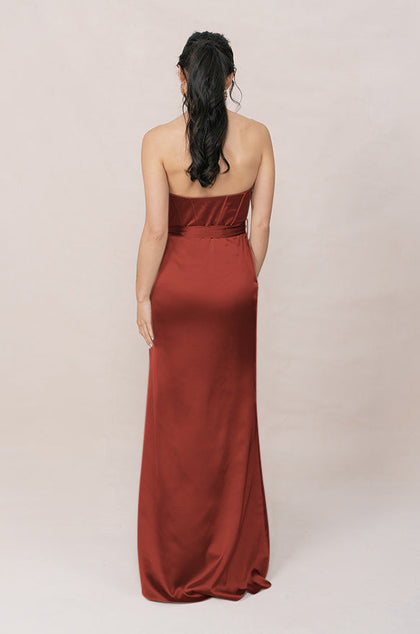 Amara Satin Dress | Made To Order | Terracotta Rust