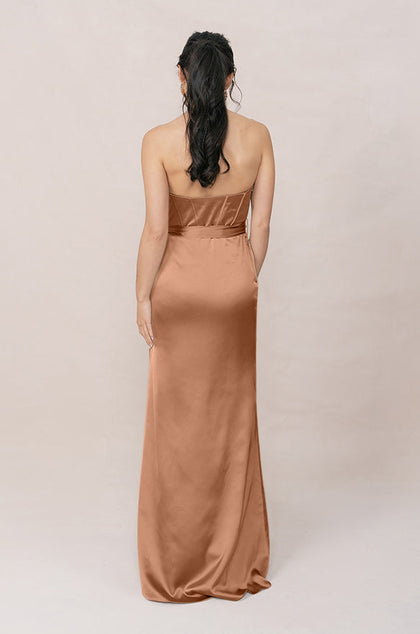 Amara Satin Dress | Made To Order | Toffee