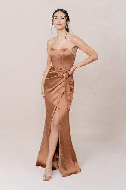 Amara Satin Dress | Made To Order | Toffee