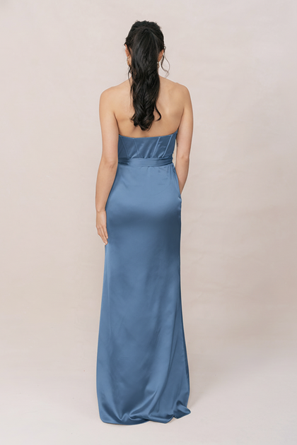Amara Satin Dress | Made To Order | True Blue