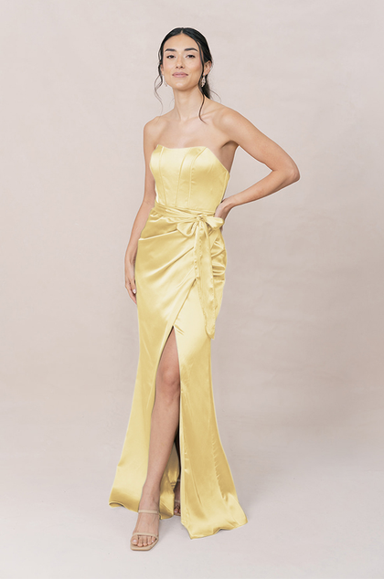 Amara Satin Dress | Made To Order | Yellow