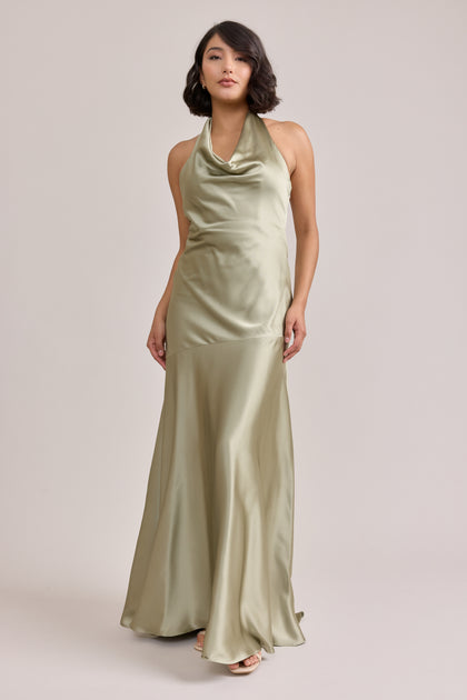 Amaya Satin Dress | Silver Sage
