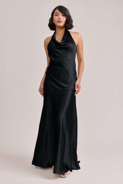 Amaya Satin Dress | Made To Order | Black