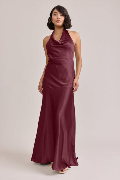 Amaya Satin Dress | Made To Order | Cabernet