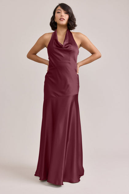 Amaya Satin Dress | Made To Order | Cabernet
