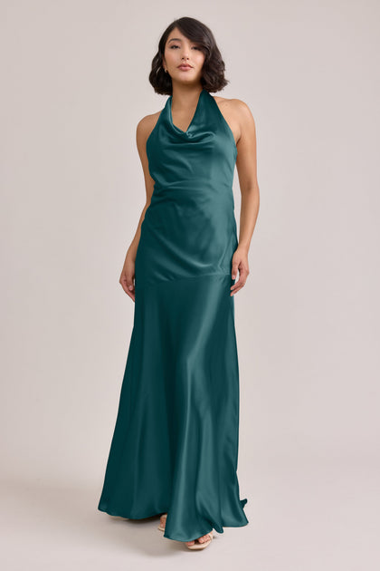 Amaya Satin Dress | Made To Order | Emerald