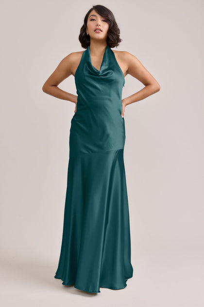 Amaya Satin Dress | Made To Order | Emerald