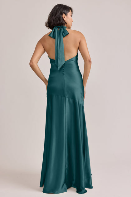 Amaya Satin Dress | Made To Order | Emerald