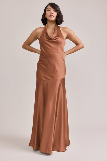 Amaya Satin Dress | Made To Order | Copper
