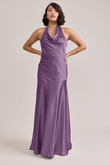 Amaya Satin Dress | Made To Order | Dusty Plum