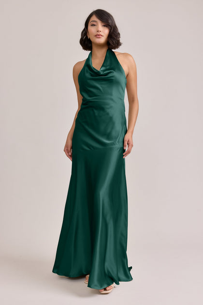 Amaya Satin Dress | Made To Order | Emerald