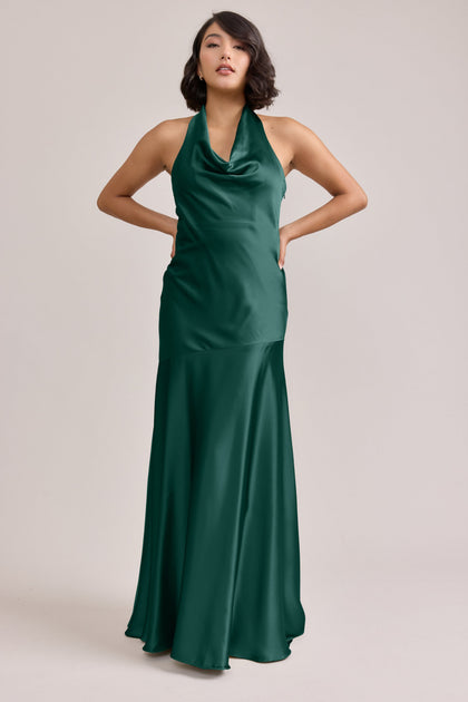 Amaya Satin Dress | Made To Order | Emerald