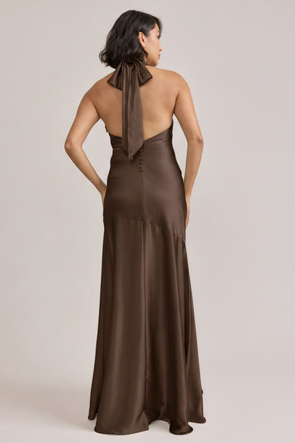 Amaya Satin Dress | Made To Order | Espresso