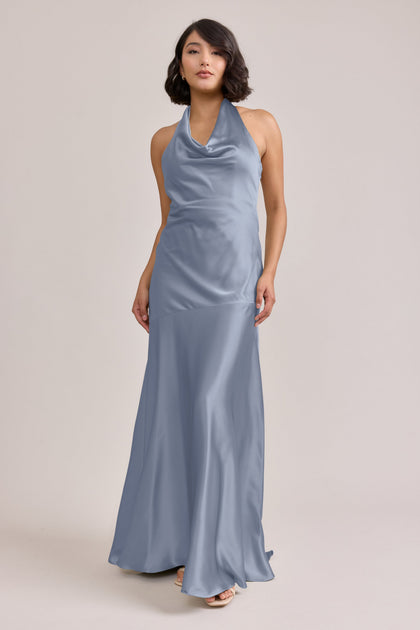 Amaya Satin Dress | Made To Order | French Blue
