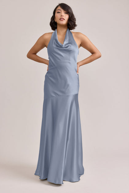 Amaya Satin Dress | Made To Order | French Blue