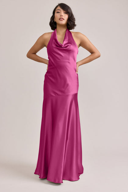 Amaya Satin Dress | Made To Order | Fuchsia