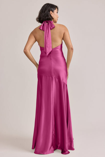Amaya Satin Dress | Made To Order | Fuchsia