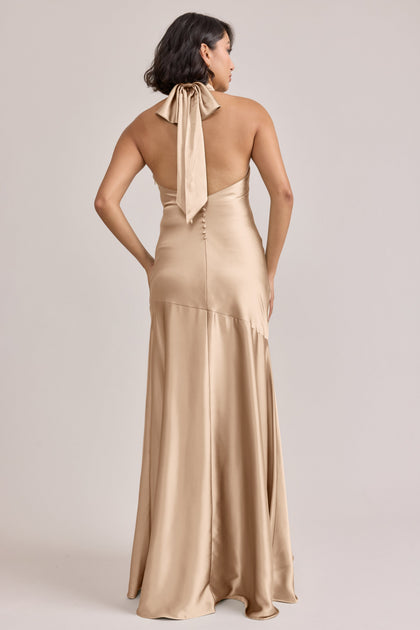 Amaya Satin Dress | Made To Order | Honey Beige