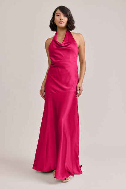 Amaya Satin Dress | Made To Order | Hot Pink