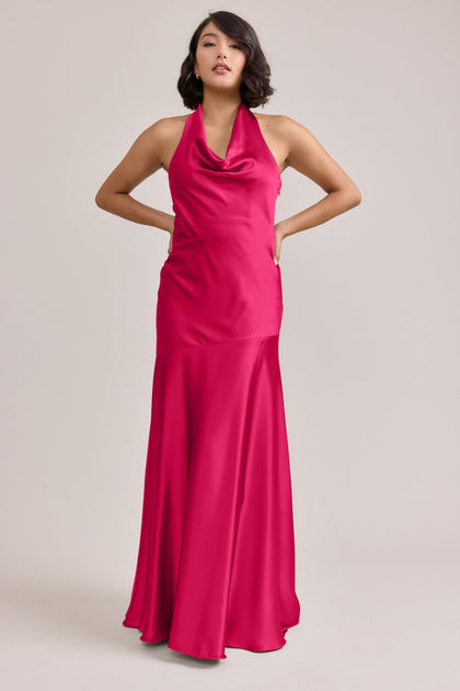 Amaya Satin Dress | Made To Order | Hot Pink