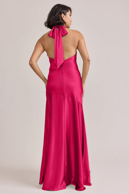 Amaya Satin Dress | Made To Order | Hot Pink