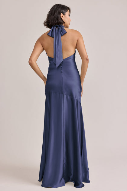 Amaya Satin Dress | Made To Order | Indie Blue