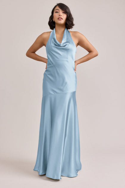 Amaya Satin Dress | Made To Order | Light Blue