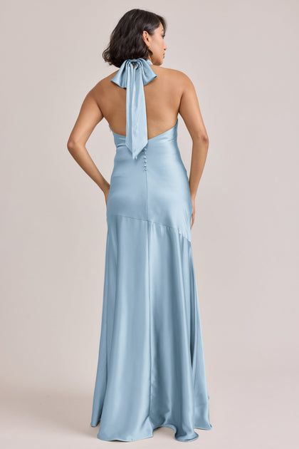 Amaya Satin Dress | Made To Order | Light Blue
