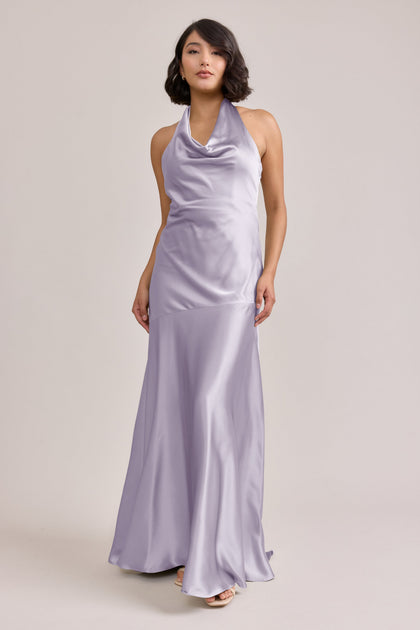 Amaya Satin Dress | Made To Order | Light Lavender