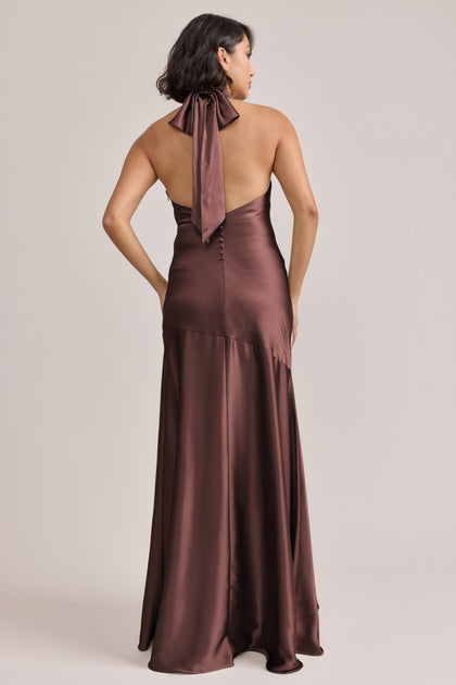 Amaya Satin Dress | Made To Order | Mahogany