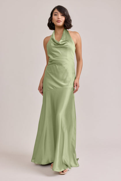 Amaya Satin Dress | Made To Order | Matcha