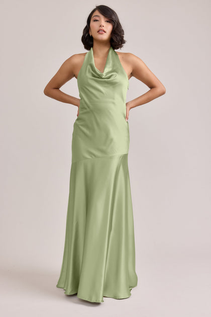 Amaya Satin Dress | Made To Order | Matcha