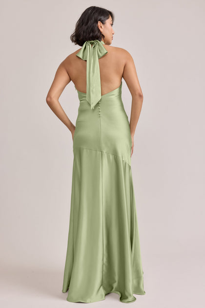 Amaya Satin Dress | Made To Order | Matcha