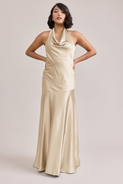 Amaya Satin Dress | Made To Order | Pale Yellow