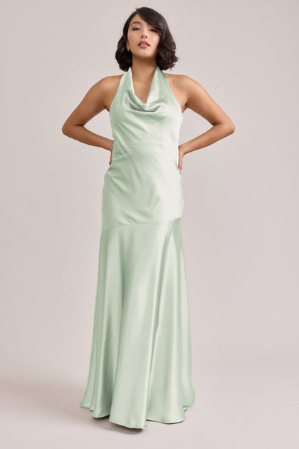 Amaya Satin Dress | Made To Order | Pistachio