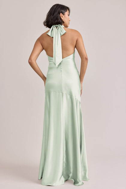 Amaya Satin Dress | Made To Order | Pistachio