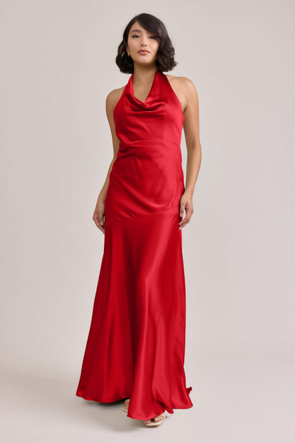 Amaya Satin Dress | Made To Order | Poppy Red