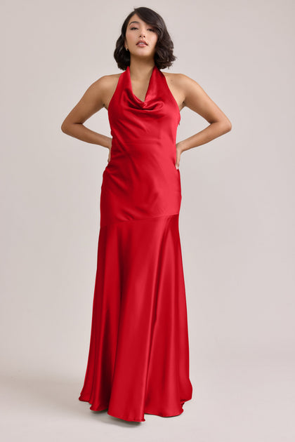 Amaya Satin Dress | Made To Order | Poppy Red