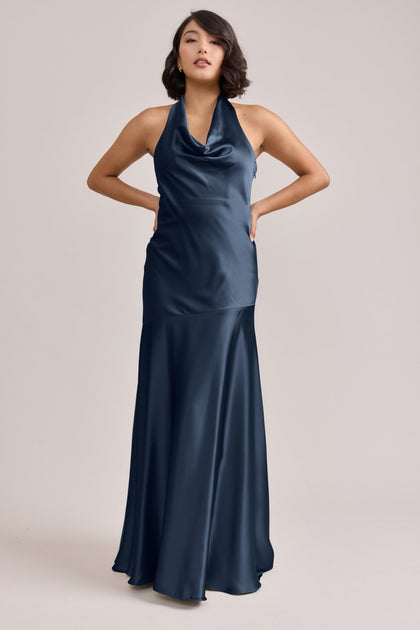 Amaya Satin Dress | Made To Order | Romantic Blue