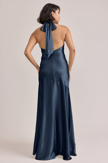 Amaya Satin Dress | Made To Order | Romantic Blue