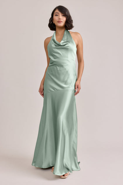 Amaya Satin Dress | Made To Order | Sage