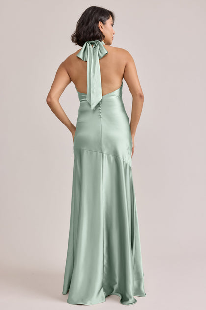 Amaya Satin Dress | Made To Order | Sage